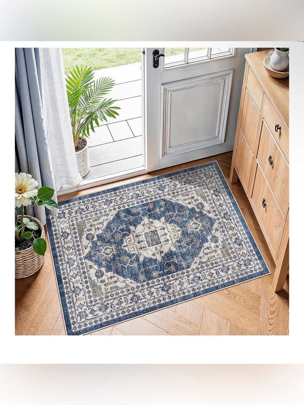 2x3 Blue Vintage-Style Area Rug